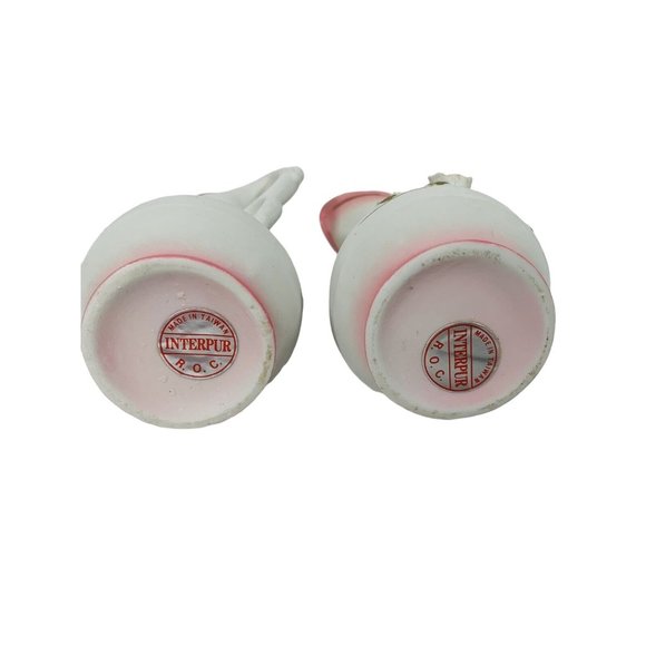 Vintage Interpur R.O.C. 3D Ceramic Victorian Applied Flower Vase Pitcher Set - Picture 5 of 12